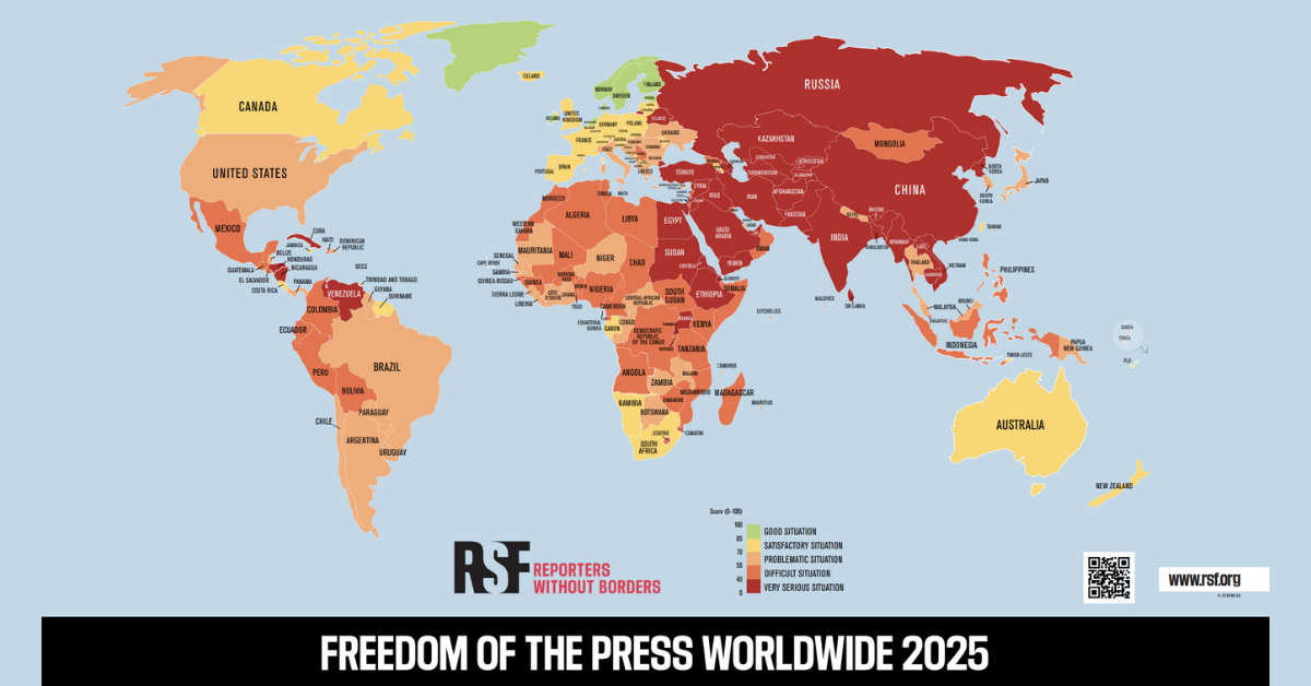 RSF World Press Freedom Index 2025: Economic Fragility a Leading Threat to Press Freedom