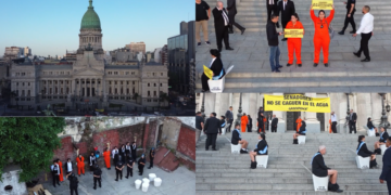 ‘Senators, don’t sh*t in the water!’ – Greenpeace activists arrested on Congress steps in protest against glacier law changes in Argentina