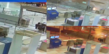 CCTV footage captures moment Kuwait International Airport hit by reported Iranian strike