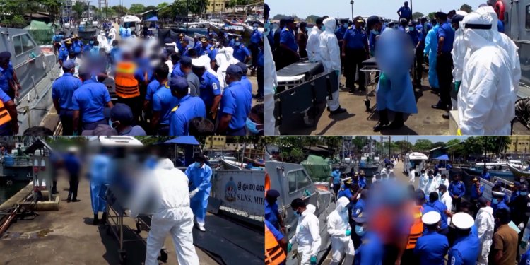 Warship rescue – Latest images of Sri Lankan navy pulling Iranian sailors from the water after US sub strike