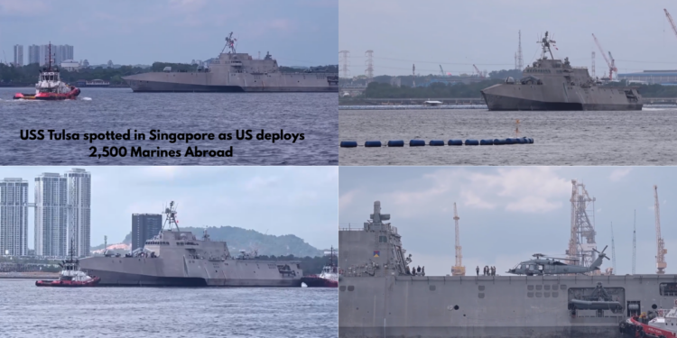 Military build-up – USS Tulsa combat ship seen in Singapore as US orders deployment of 2,500 marines to Middle East