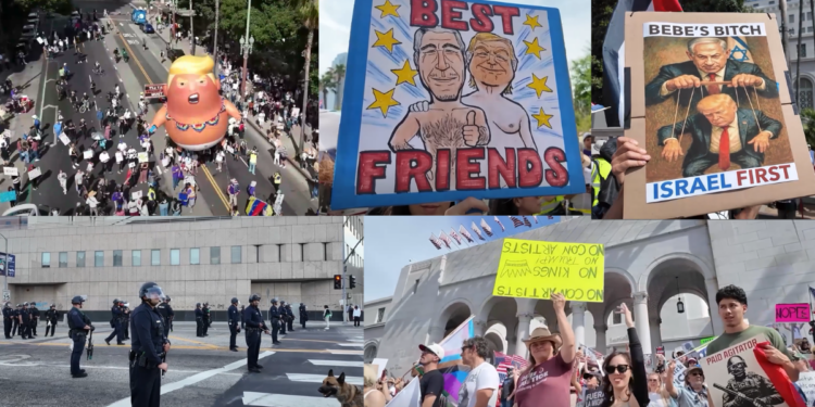 ‘Money for war, no money for poor’ – Los Angeles residents protest join nationwide ‘No King’ rally