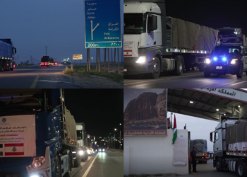 Convoy of relief – Jordan sends 15 aid trucks to Lebanon loaded with food and medicine