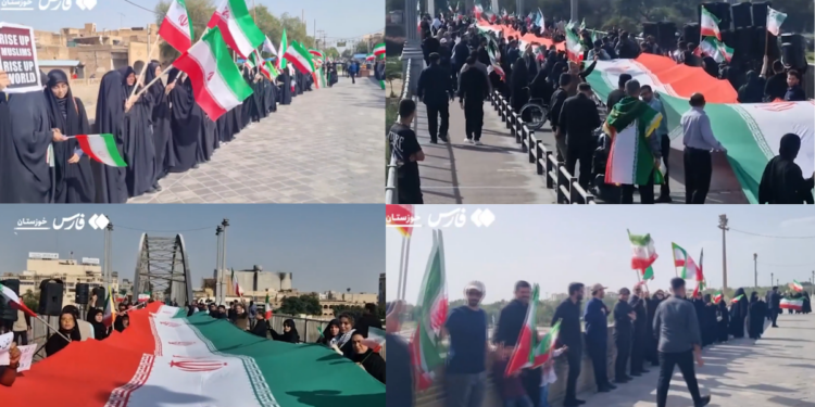 Iranians form human chains in protest against Trump’s ‘Stone Ages’ threat
