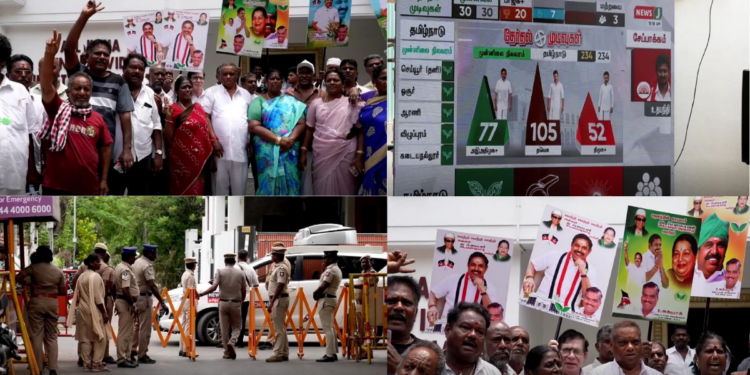Supporters rally outside residence of actor-turned-politician Vijay as TVK surges ahead in historic Tamil Nadu state debut