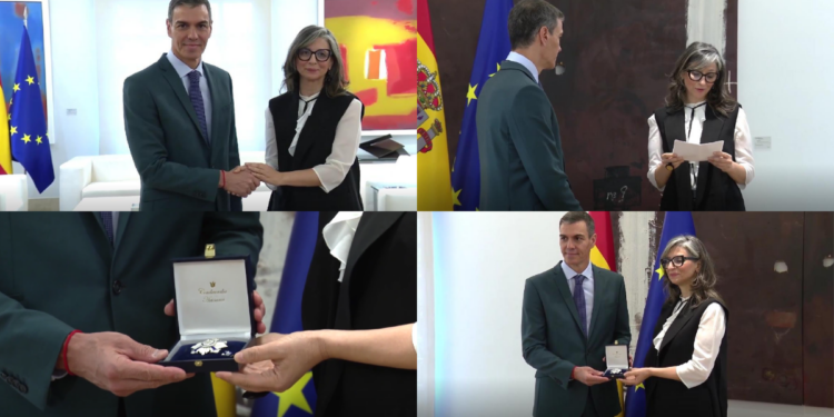 Cross of recognition – Pres Sanchez awards UN Palestine rapporteur Albanese in Madrid