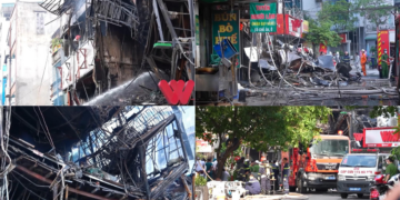 Firefighters rush in as deadly blaze rips through Hanoi karaoke bar