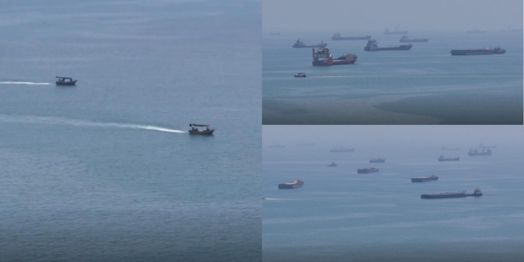 Hormuz from above – ‘Eerie’ aerials of ‘ghost ships’ waiting in the Strait