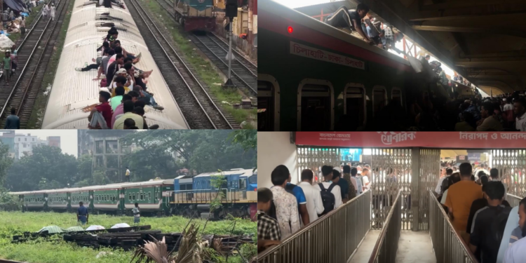 Bangladesh Eid Train Rush Sees Thousands Risk Dangerous Rooftop Journeys Homeward Daily