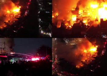 Devastating drone footage as MASSIVE blaze guts whole neighbourhood in Jakarta, Indonesia