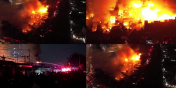 Devastating drone footage as MASSIVE blaze guts whole neighbourhood in Jakarta, Indonesia