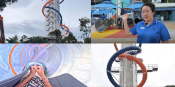Thrill-seekers flood in as Singapore unveils world’s tallest land-based drop slide