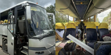 Drone hits bus carrying children’s football team from Belarus in Russia’s Bryansk