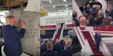 Presidential aircraft unveiling – Trump signs Qatar-gifted Air Force One as Boeing delays drag on
