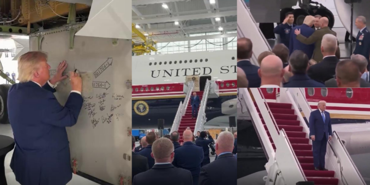 Presidential aircraft unveiling – Trump signs Qatar-gifted Air Force One as Boeing delays drag on