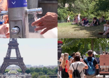 Locals jump into Canal Saint-Martin as heatwave pushes France towards 40°C