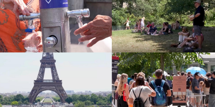 Locals jump into Canal Saint-Martin as heatwave pushes France towards 40°C