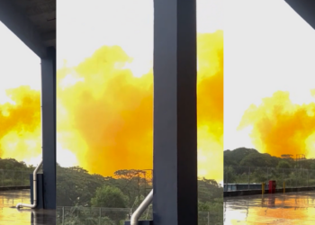 YELLOW smoke engulfs Malaysia’s Pasir Gudang after reported factory chemical leak