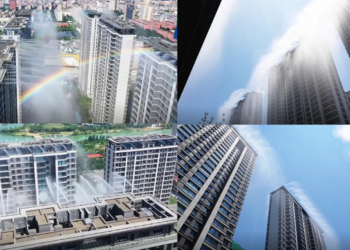 China’s Yuncheng rooftops spray water to bring relief from summer heat… after Europe BAKES