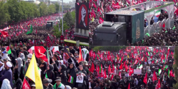 Crowds of Iranians bid defiant farewell to late Supreme Leader on streets of Tehran