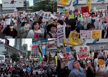 ‘No war! No hate!’ – Shibuya crowds oppose military expansion, demand Takaichi’s resignation
