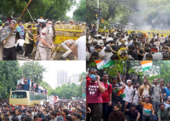 Indian police battle ‘Cockroach’ Janta Party protesters with batons and tear gas in central Delhi