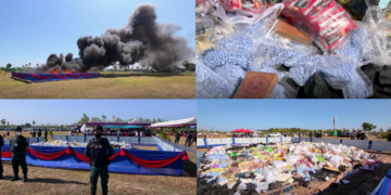 Cambodian authorities burn millions in seized narcotics after 5.6-tonne drug bust