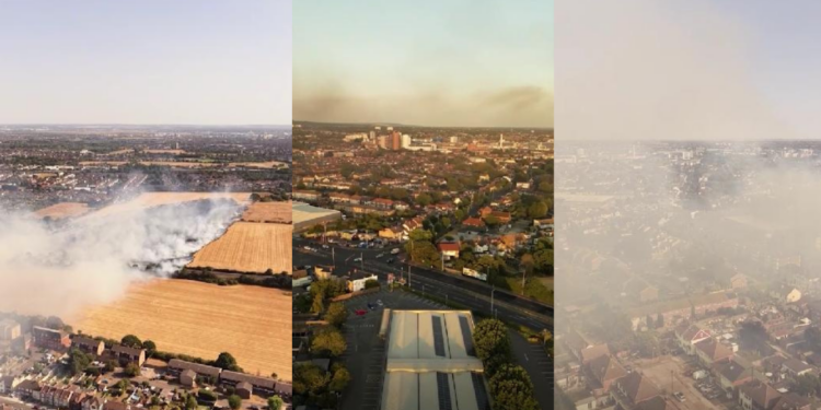 Grass fires rip through drought-hit Romford as east London disappears under haze
