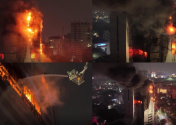 High-rise HORROR – Huge fire tears through upper floors of Jakarta government building