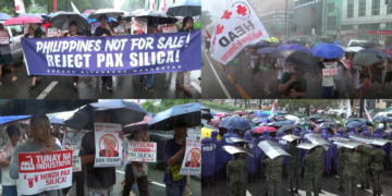Manila protesters brave heavy rain to rally against US-backed global tech initiative