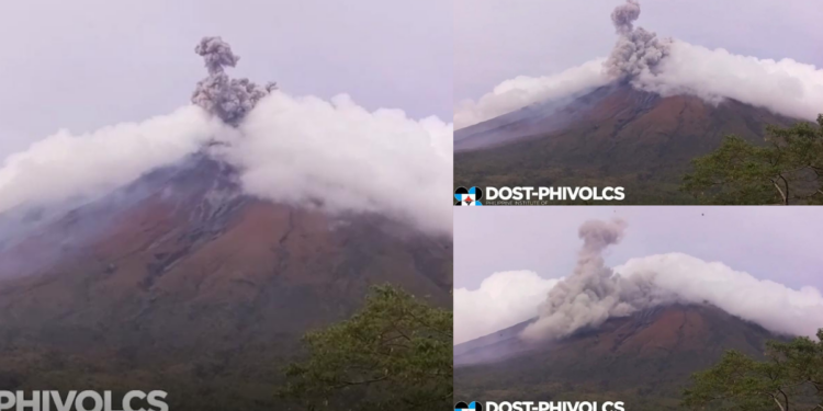 Mayon blows its top – Grey ash plume bursts 500 metres over summit as volcanic earthquakes continue